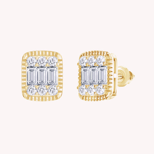 Rectangle Champagne Crystal Stud Earrings