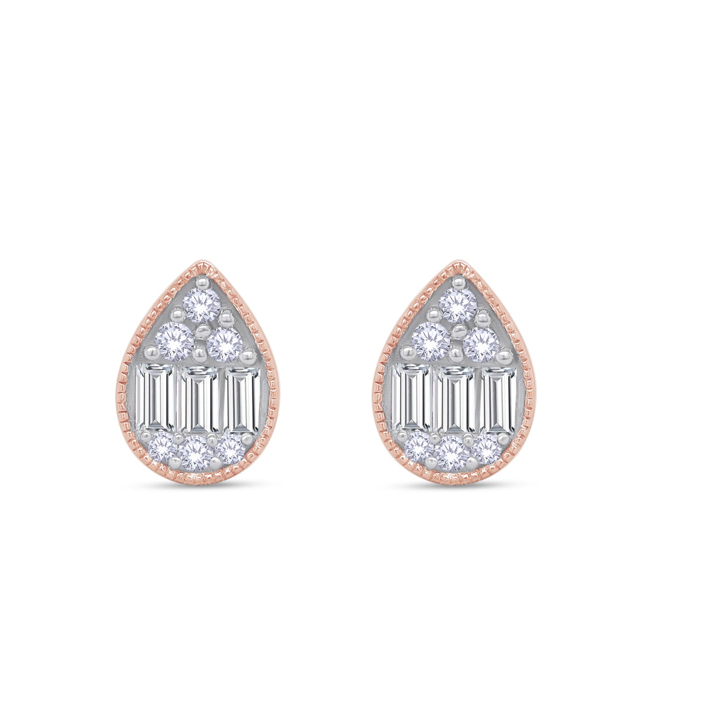Pear Shape Cluster Diamond Stud Earring