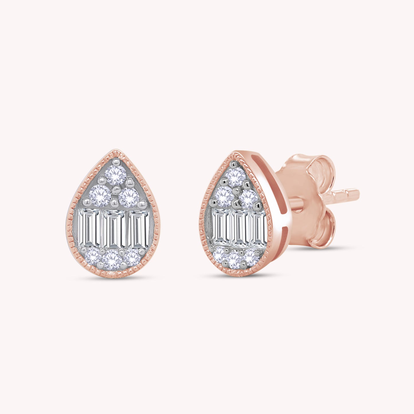 Pear Shape Cluster Diamond Stud Earring