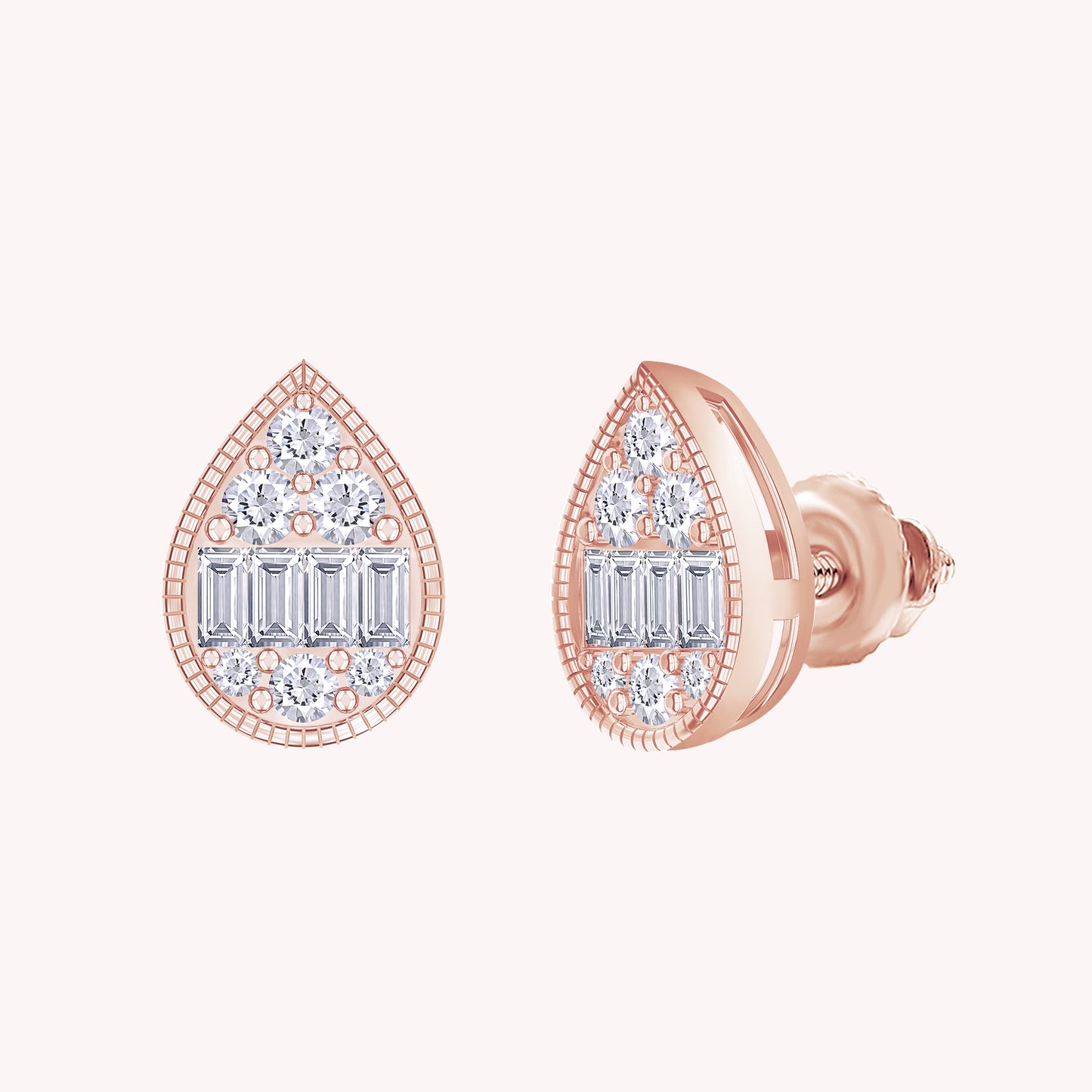 Pear Shape Cluster Diamond Stud Earring