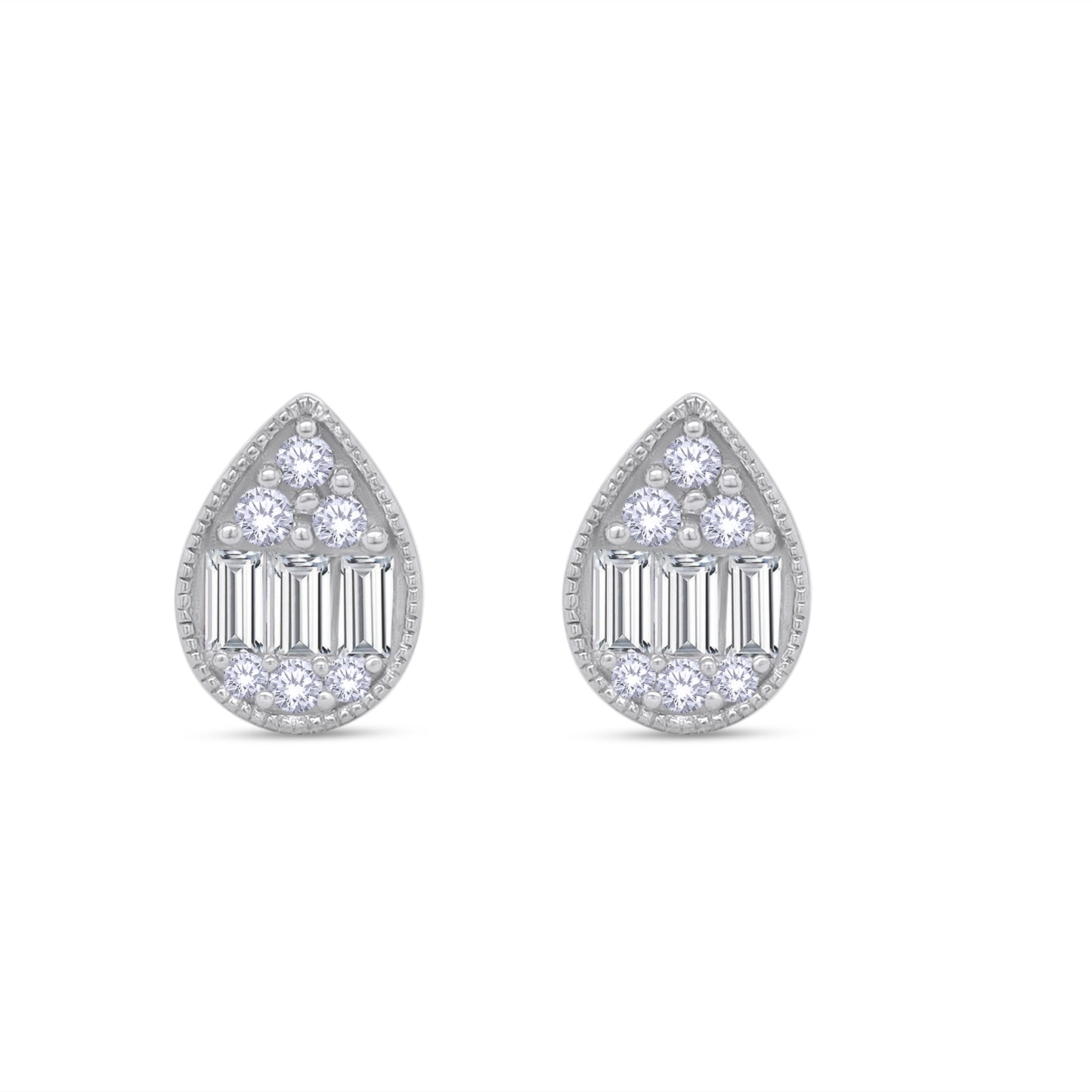 Pear Shape Cluster Diamond Stud Earring