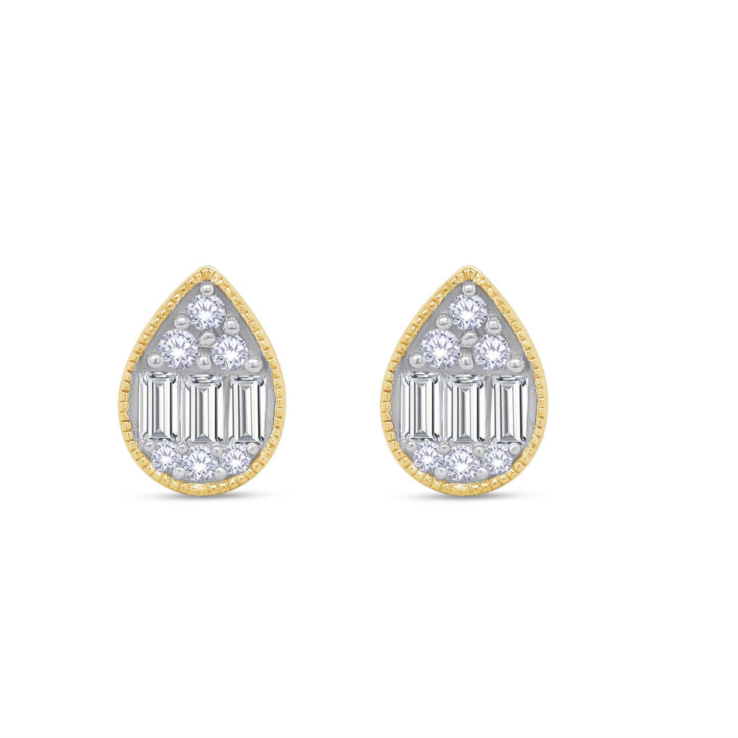 Pear Shape Cluster Diamond Stud Earring