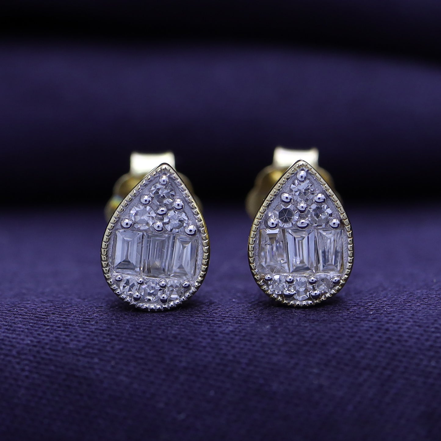 Pear Shape Cluster Diamond Stud Earring