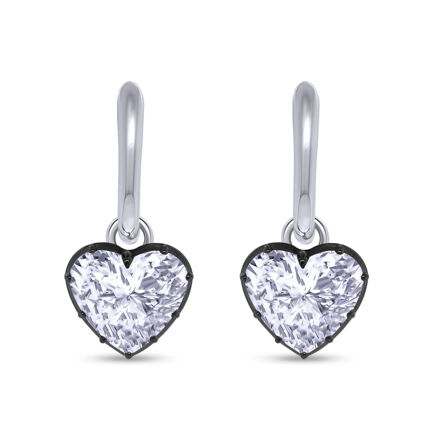 Huggie Earrings For Women, Oval or Heart Shape Lab Grown Diamond Two Tone Huggie Earring