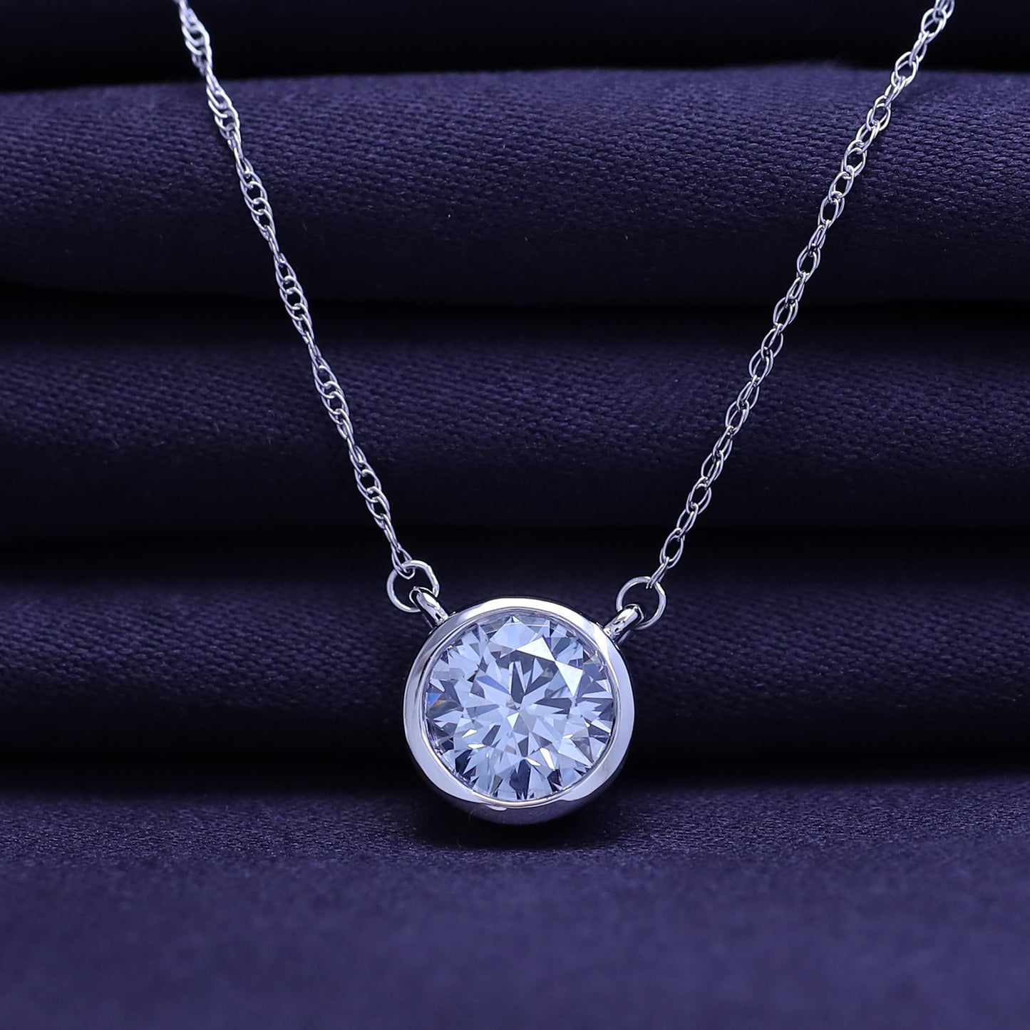 1.00 Carat Bezel Set Lab-Grown Diamond Pendant Necklace