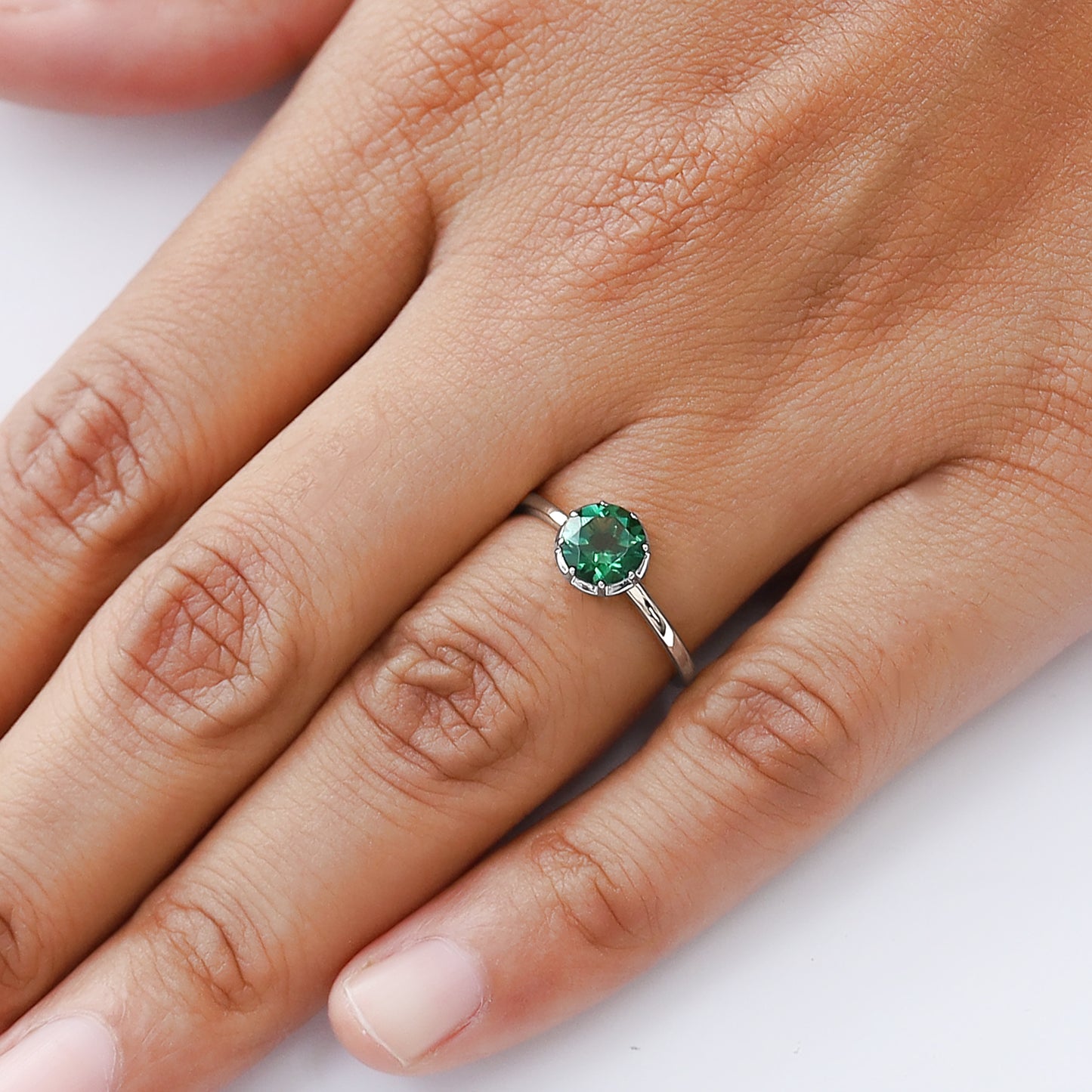 Solitaire Rings for Women, Multi Shape Lab grown Gemstone Two Tone Solitaire Ring