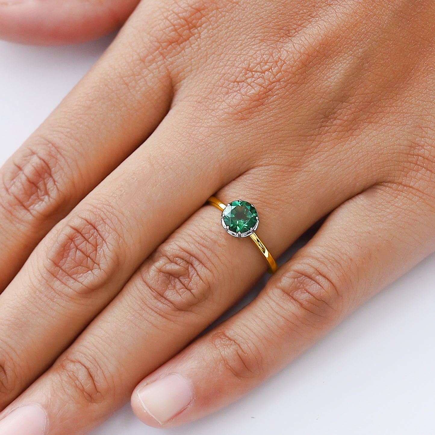 Solitaire Rings for Women, Multi Shape Lab grown Gemstone Two Tone Solitaire Ring