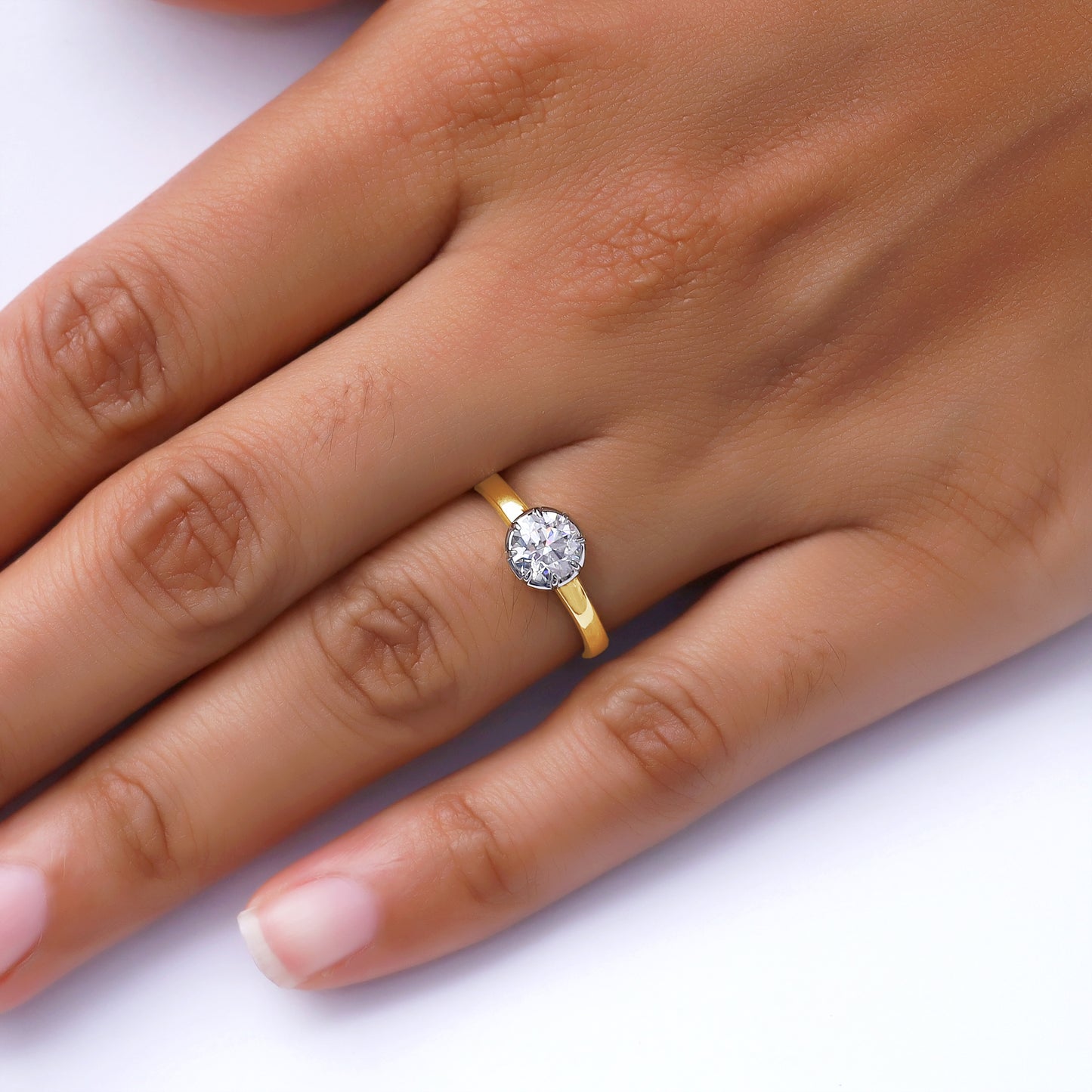 Solitaire Ring for Women, Multi Shape Lab Grown Two Tone Engagement Rings