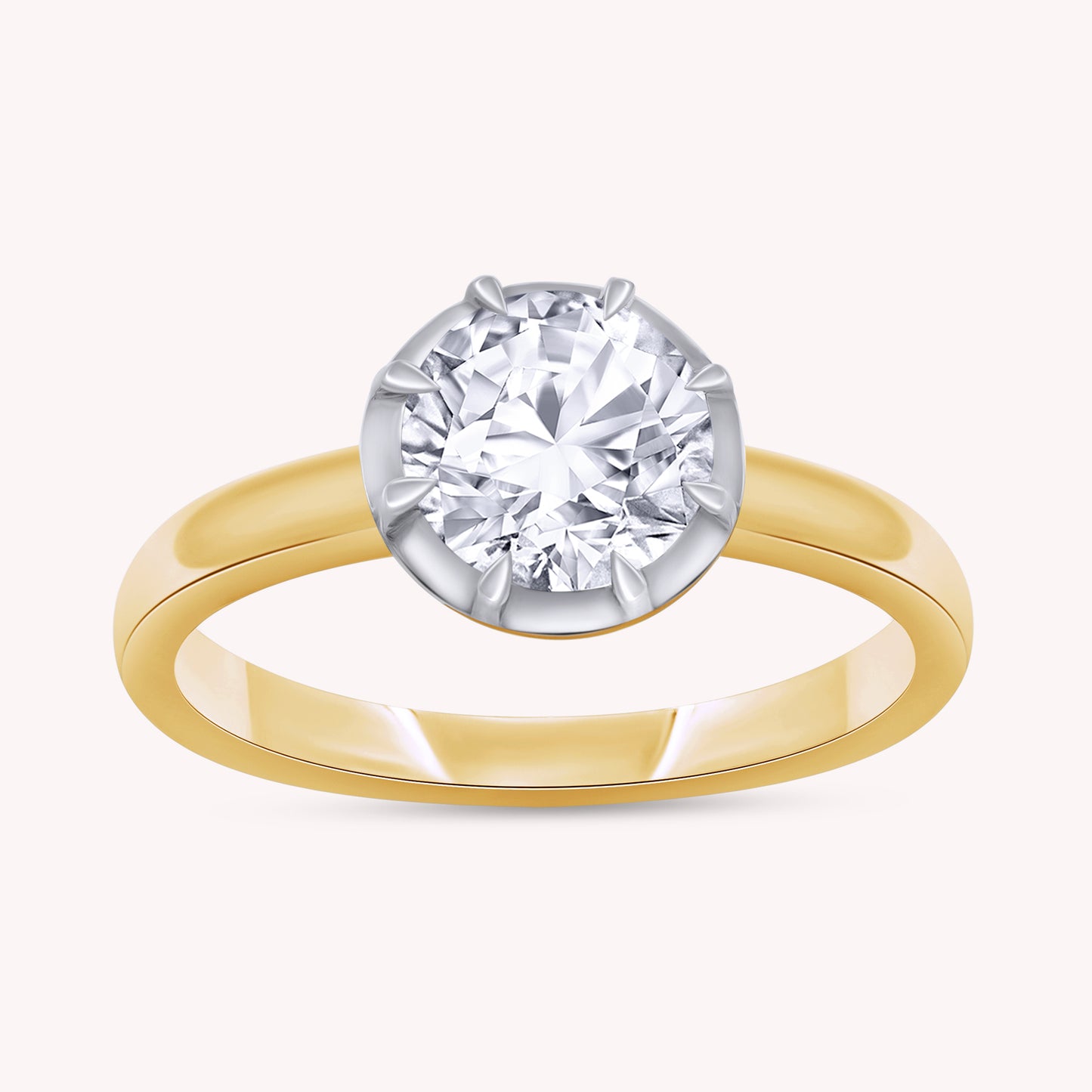 Solitaire Ring for Women, Multi Shape Lab Grown Two Tone Engagement Rings
