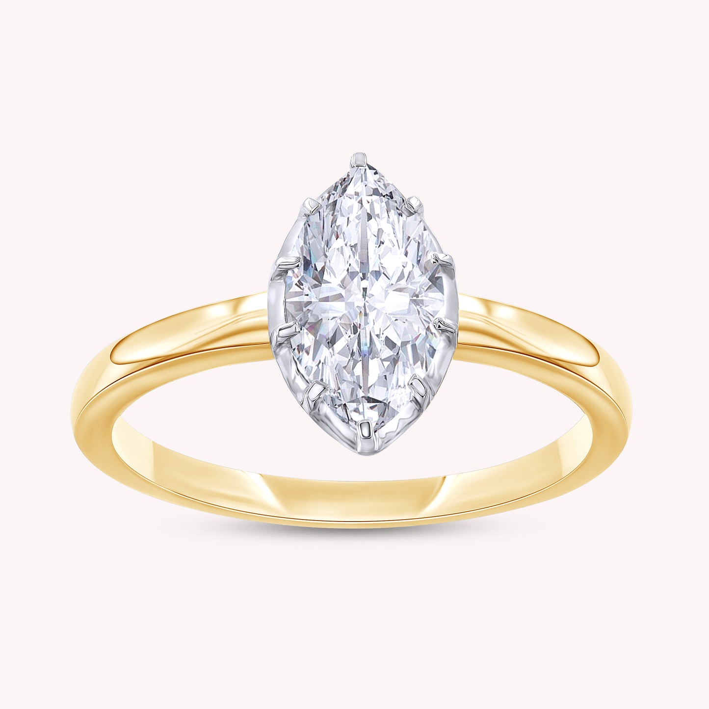 Solitaire Ring for Women, Multi Shape Lab Grown Two Tone Engagement Rings