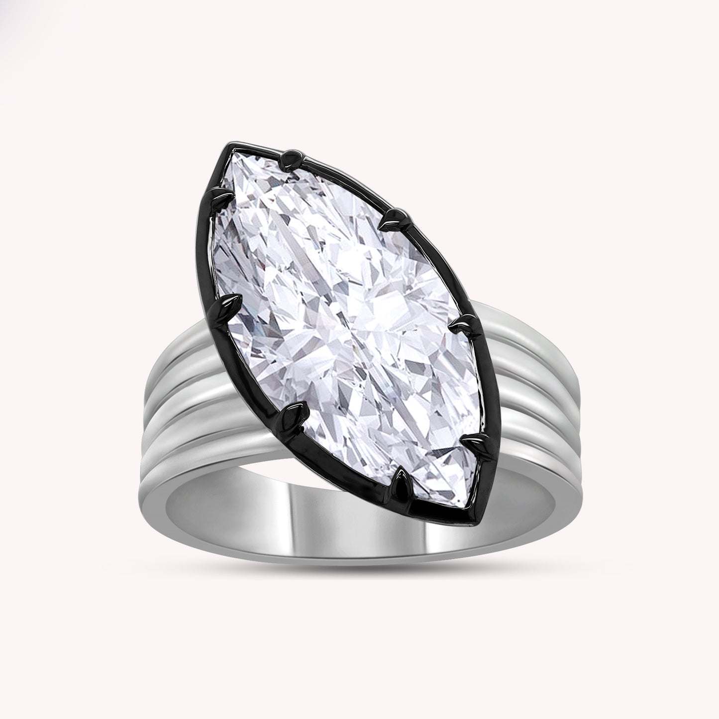 Solitaire Ring for Women, Marquise Shape Lab Grown two tone Engagement Rings