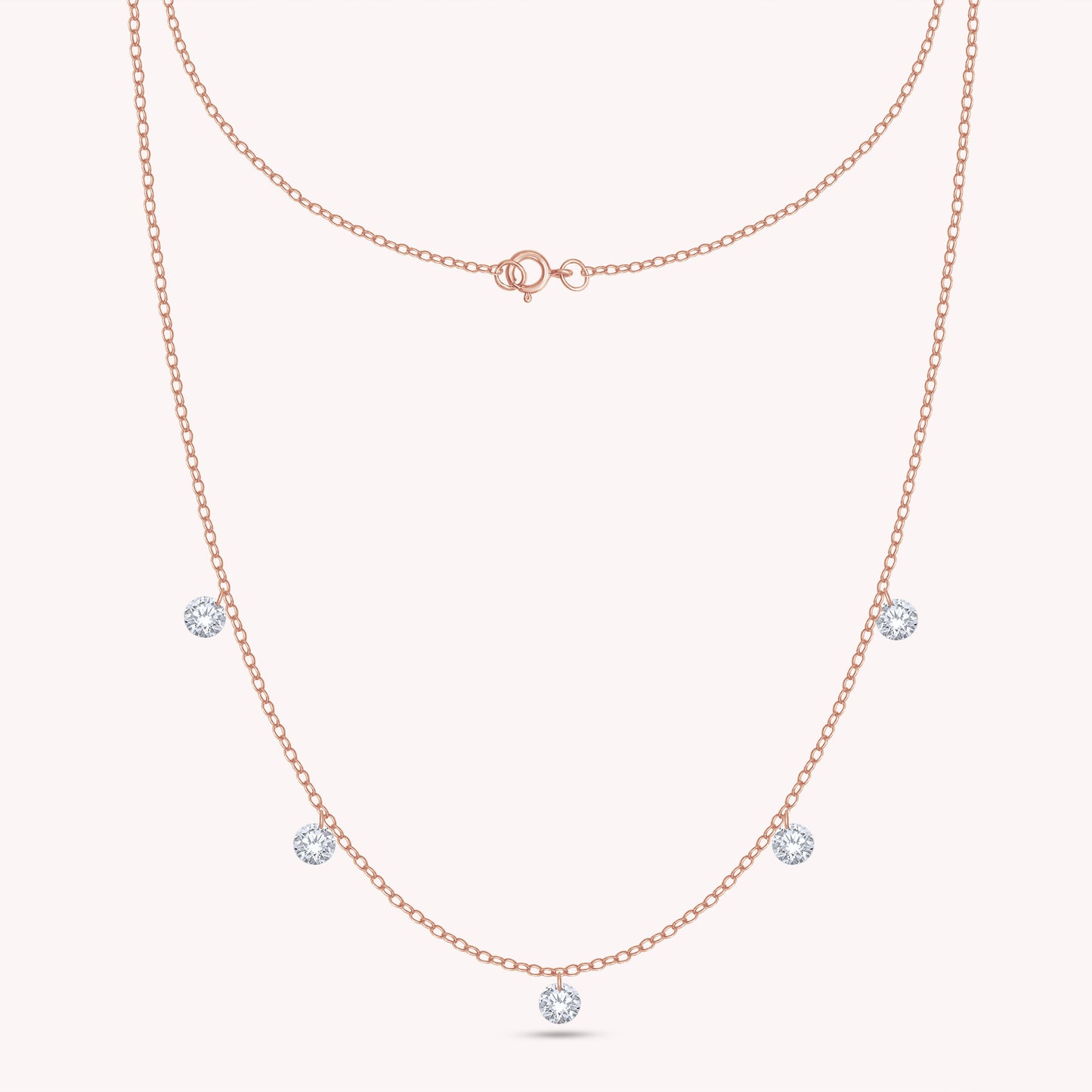 Floating Diamond Five Stone Lab Grown Diamond Station Necklace - 1.25 CTW