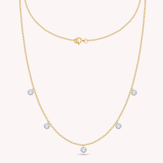 Floating Diamond Five Stone Lab Grown Diamond Station Necklace - 1.25 CTW