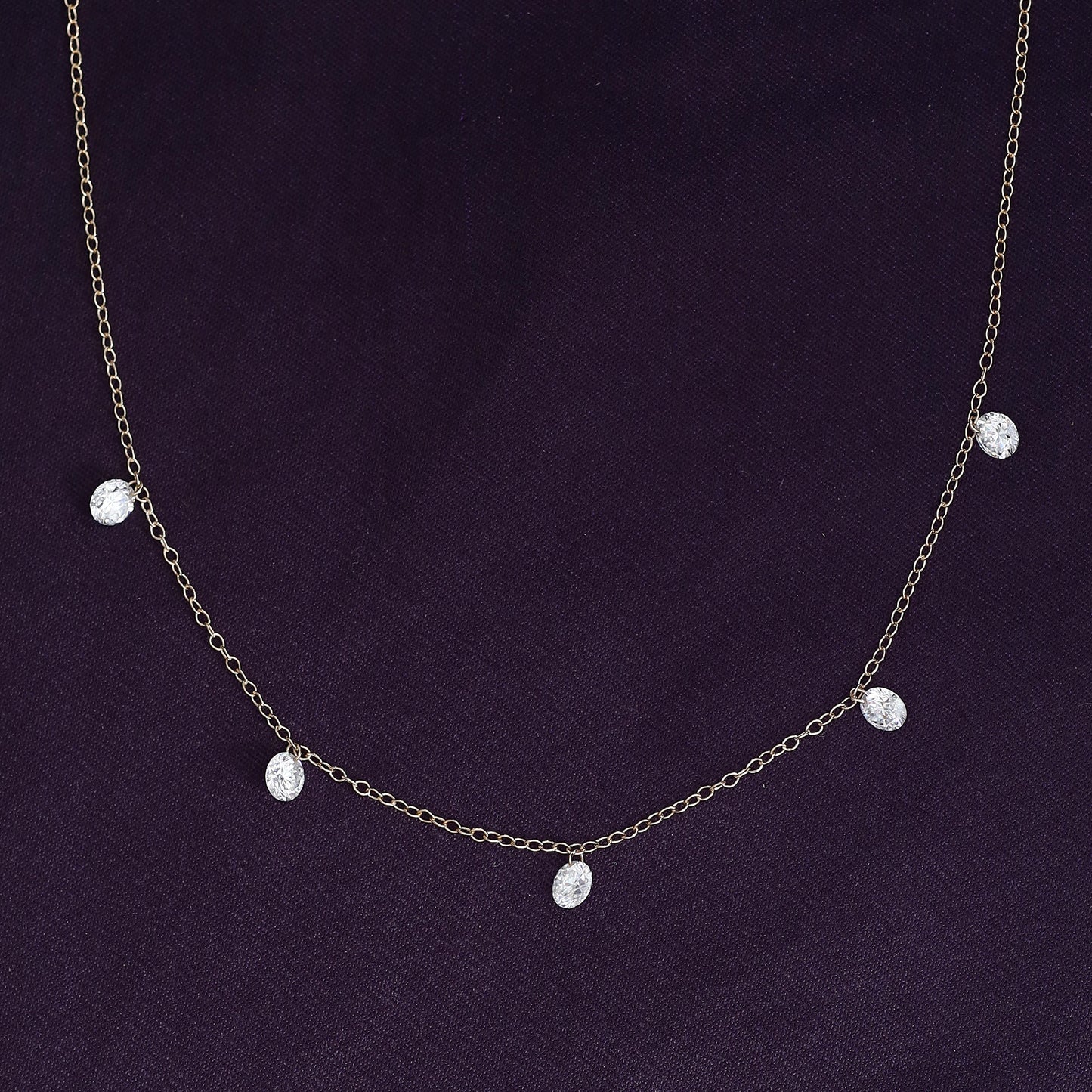 Floating Diamond Five Stone Lab Grown Diamond Station Necklace - 1.25 CTW