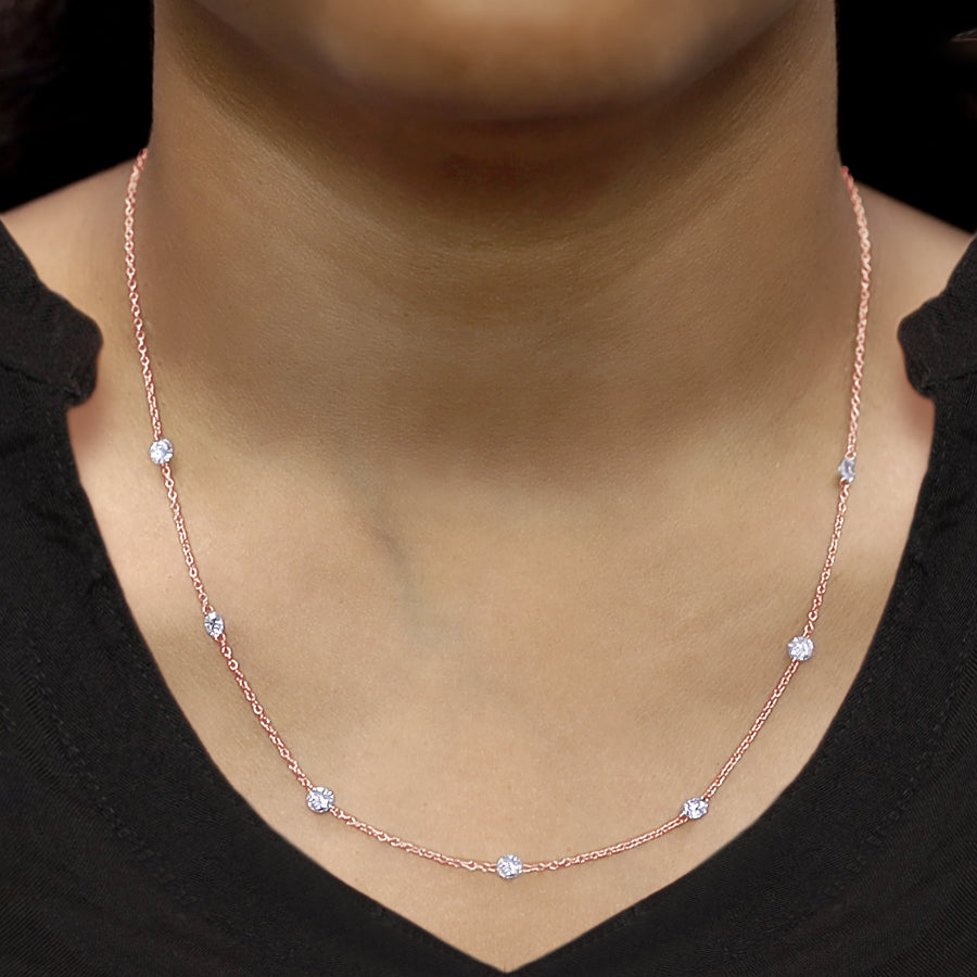 Floating Diamond Seven Stone Lab Grown Diamond Station Necklace - 1/2 CTW