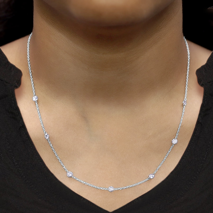 Floating Diamond Seven Stone Lab Grown Diamond Station Necklace - 1/2 CTW