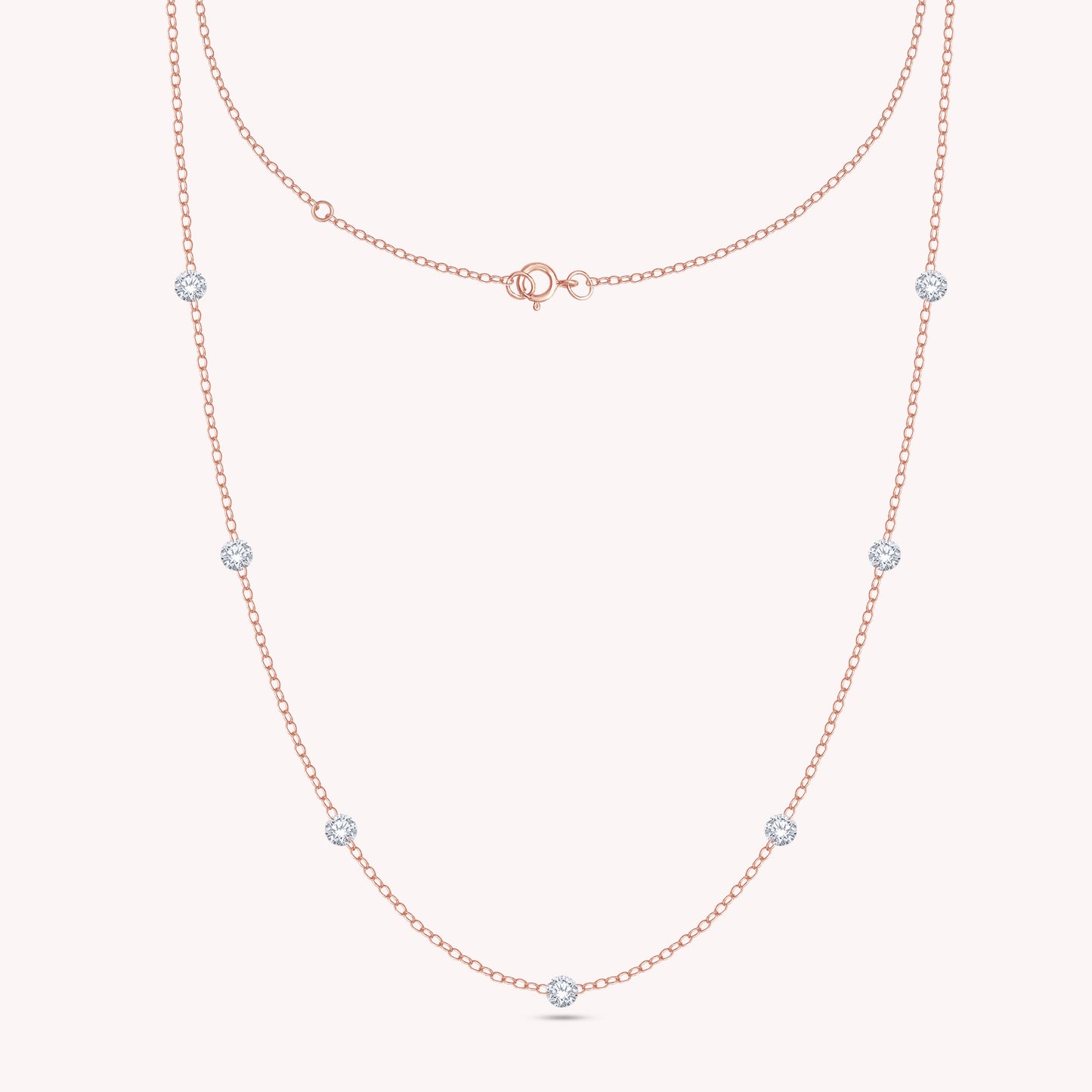 Floating Diamond Seven Stone Lab Grown Diamond Station Necklace - 1/2 CTW