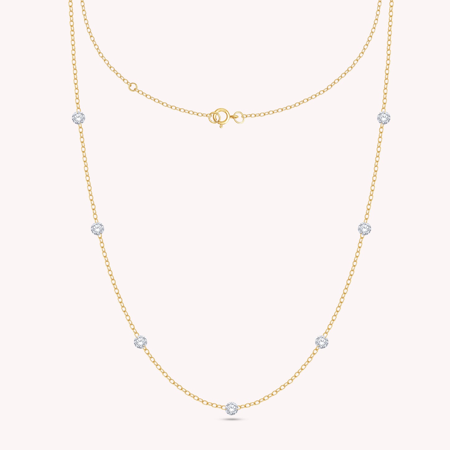 Floating Diamond Seven Stone Lab Grown Diamond Station Necklace - 1/2 CTW