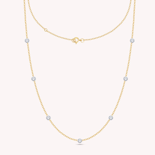 Floating Diamond Seven Stone Lab Grown Diamond Station Necklace - 1/2 CTW
