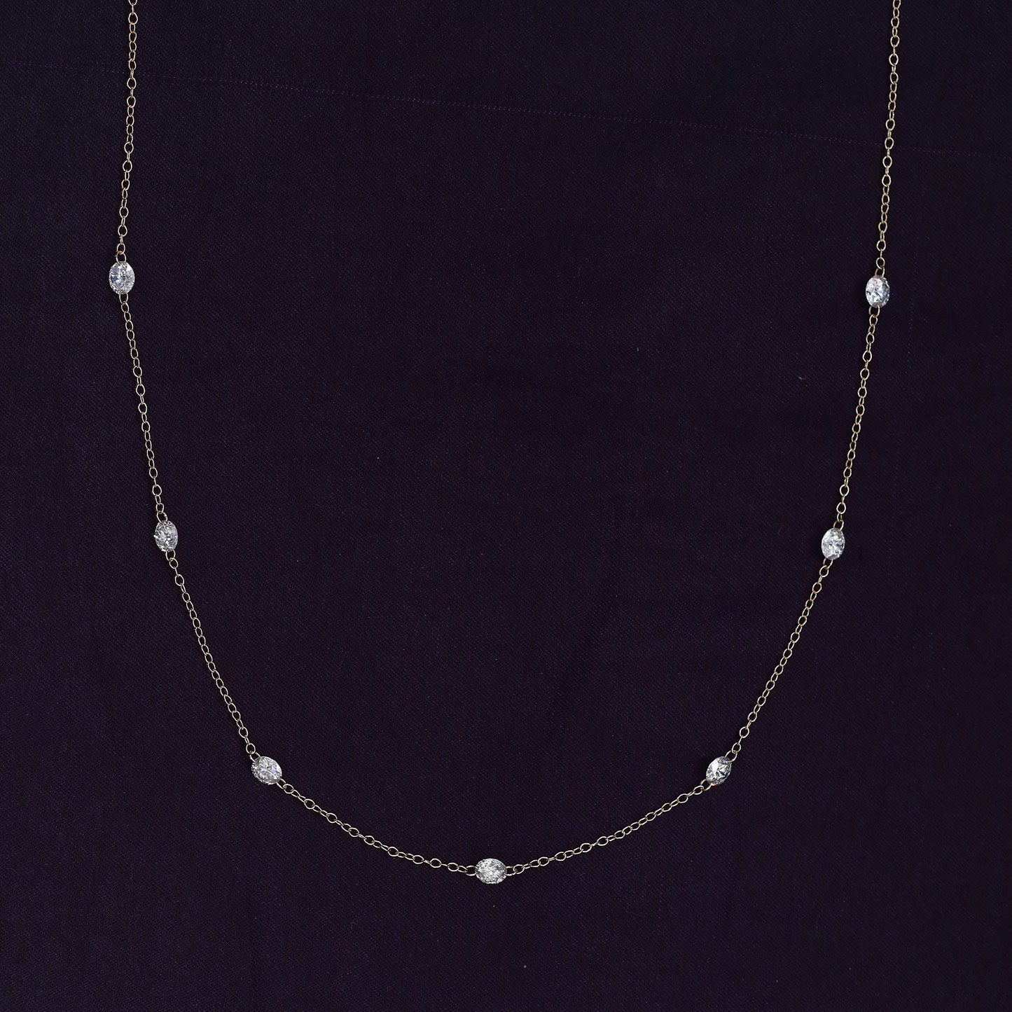 Floating Diamond Seven Stone Lab Grown Diamond Station Necklace - 1/2 CTW