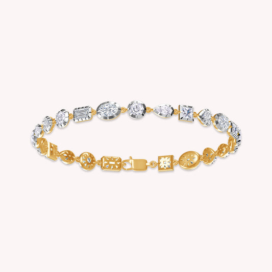 Multi Shape Lab Grown Diamond Two Tone Tennis Bracelet - 5.85 CTTW