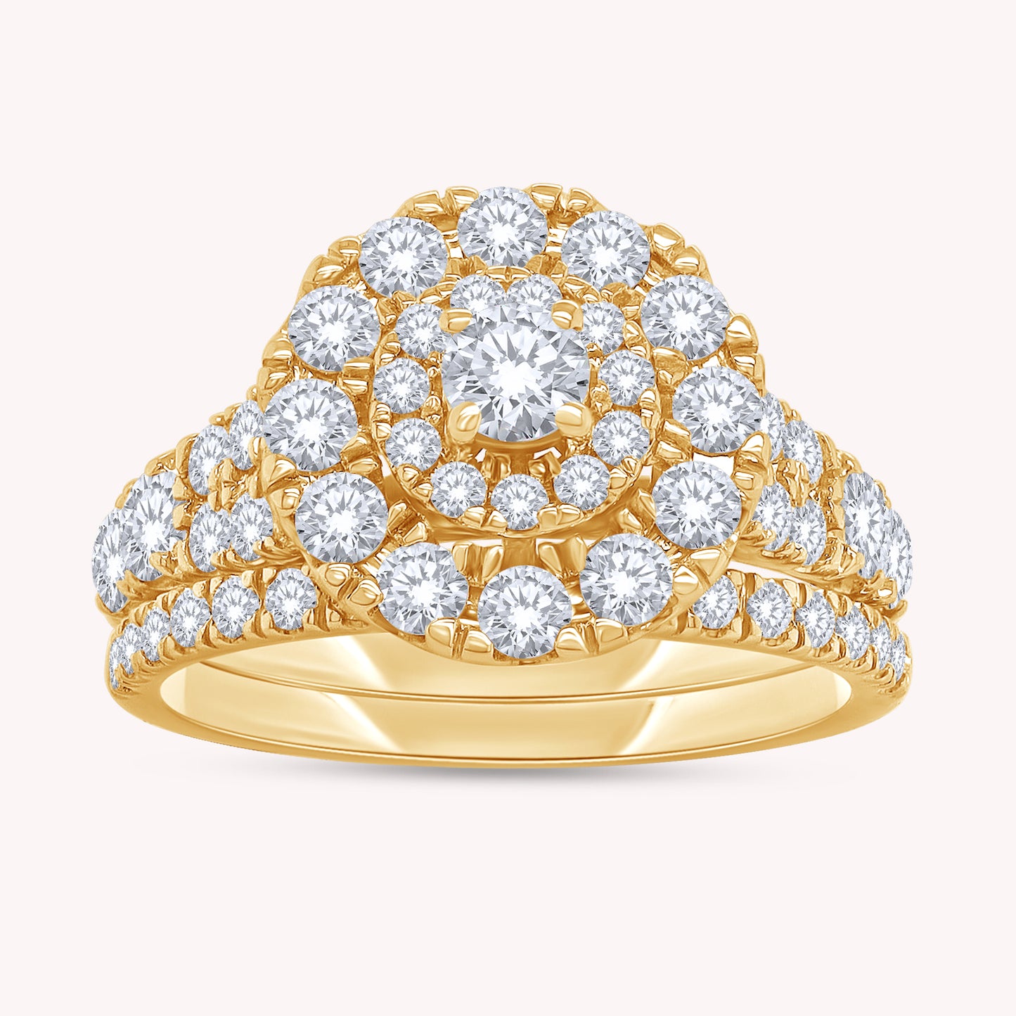 Round Shape Lab Grown Diamond Bridal Set Ring - 1.00 CTW