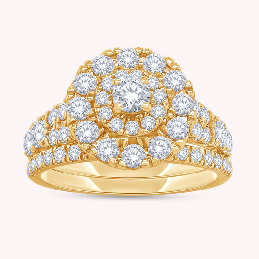 Round Shape Lab Grown Diamond Bridal Set Ring - 1.00 CTW