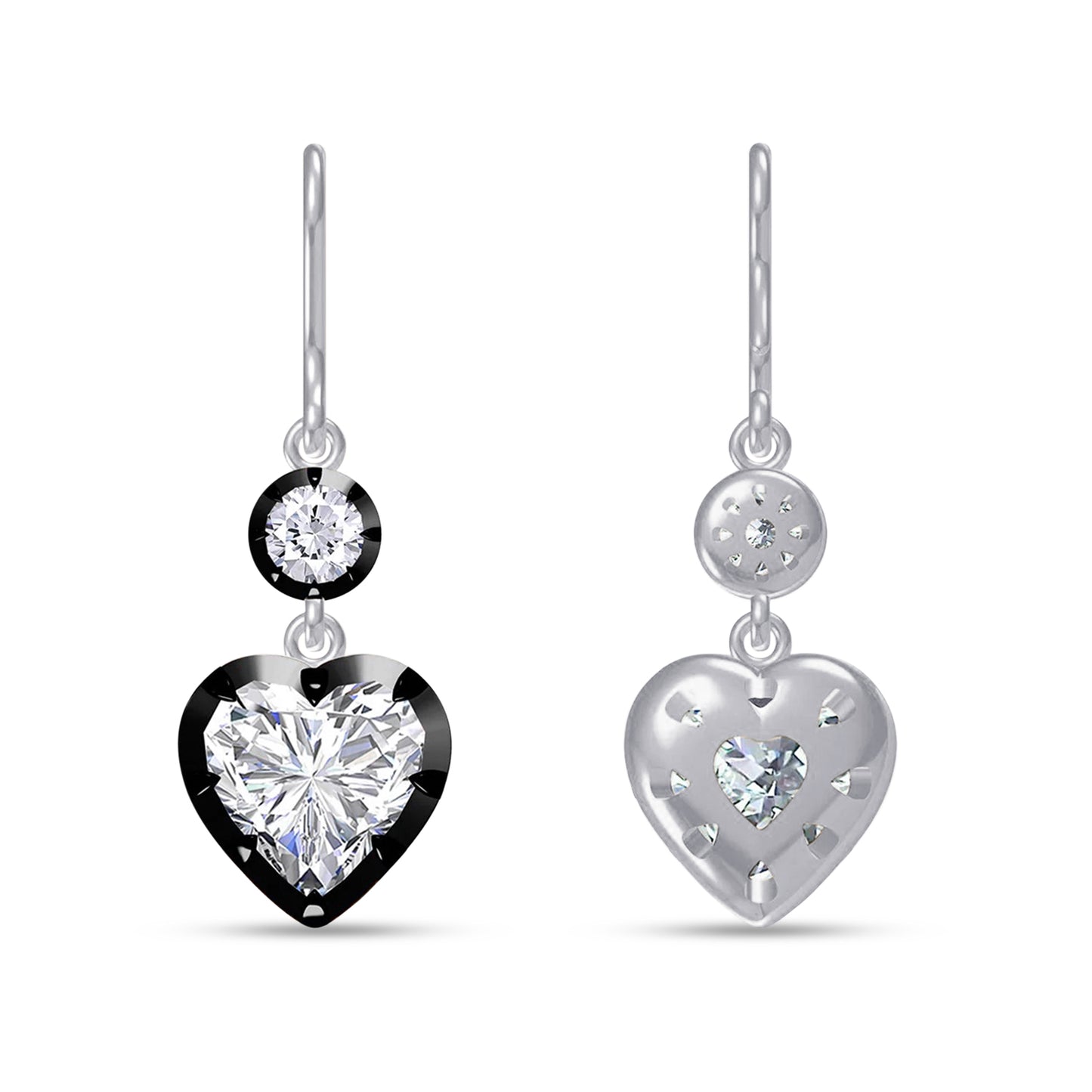 Drop and Dangle Earrings For Women, Round and Heart Shape Lab Grown Two Tone Hoop Earring