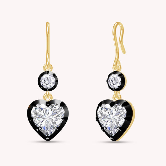Drop and Dangle Earrings For Women, Round and Heart Shape Lab Grown Two Tone Hoop Earring