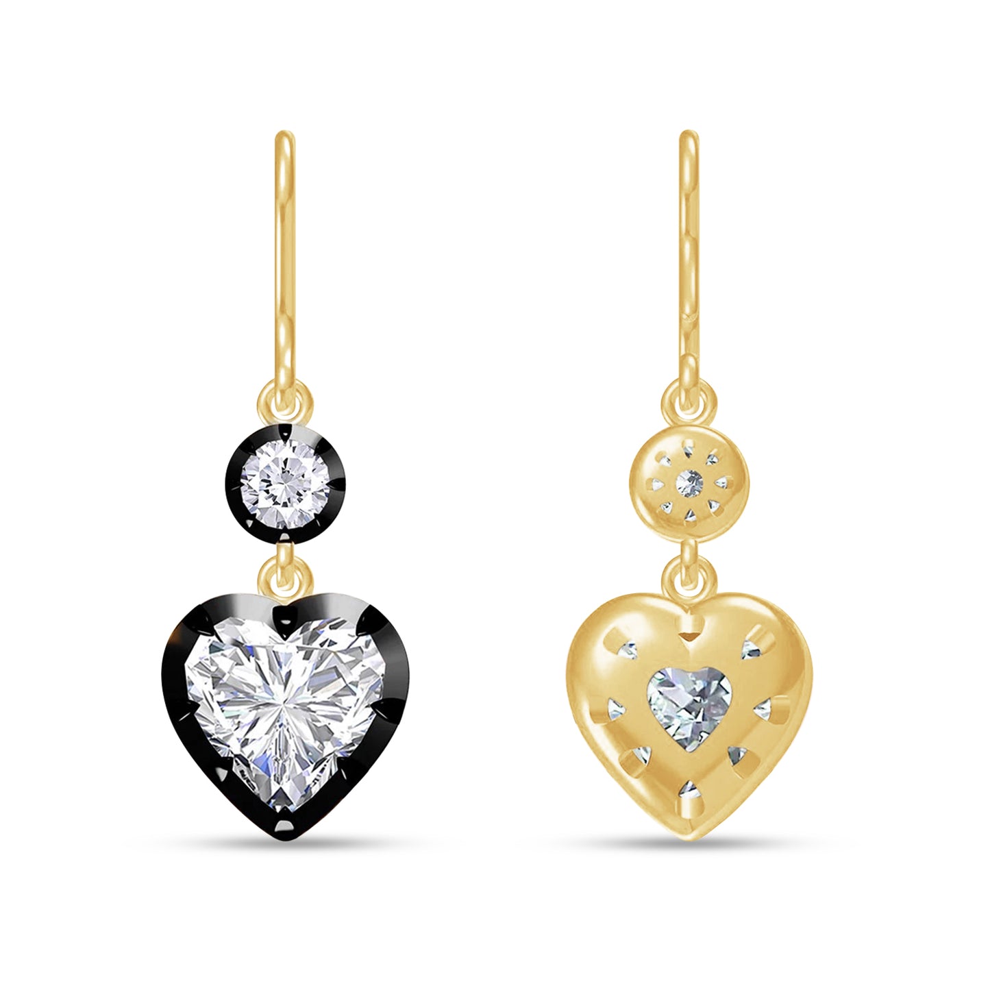 Drop and Dangle Earrings For Women, Round and Heart Shape Lab Grown Two Tone Hoop Earring