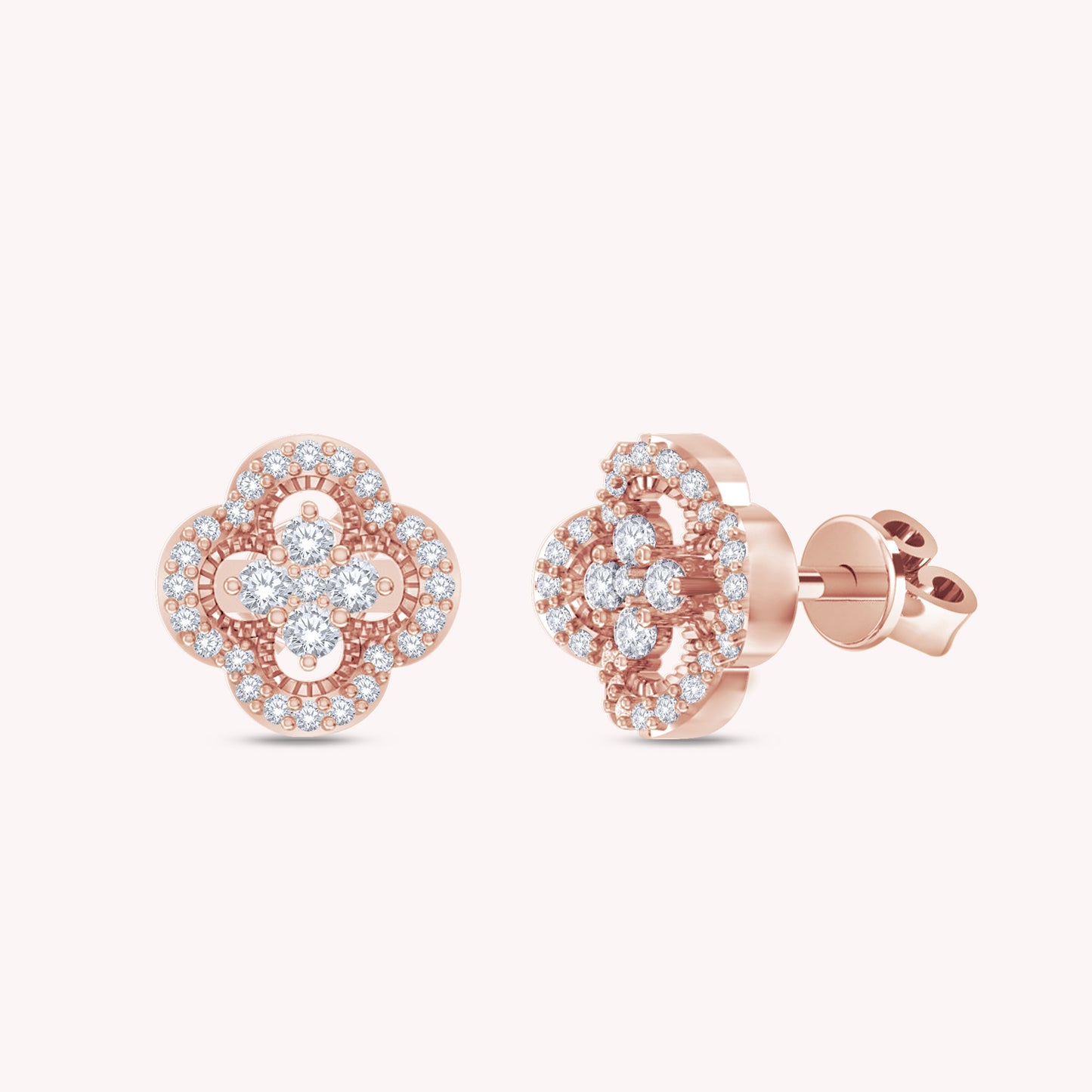 Four-Leaf Clover Cluster Diamond Earrings