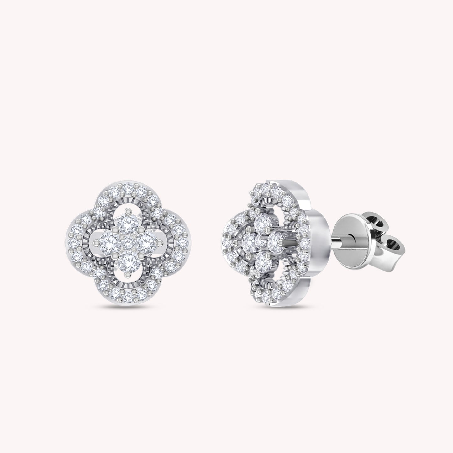 Four-Leaf Clover Cluster Diamond Earrings