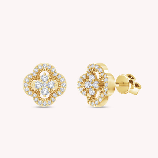 Four-Leaf Clover Cluster Diamond Earrings