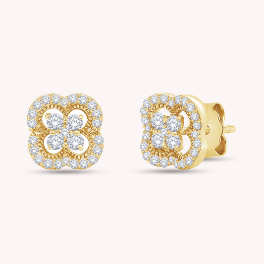 Four-Leaf Clover Cluster Diamond Earrings