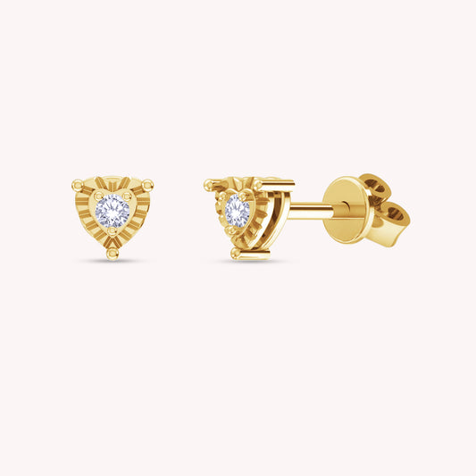Gold Heart 0.25 Carat Lab Grown Diamond Stud Earrings