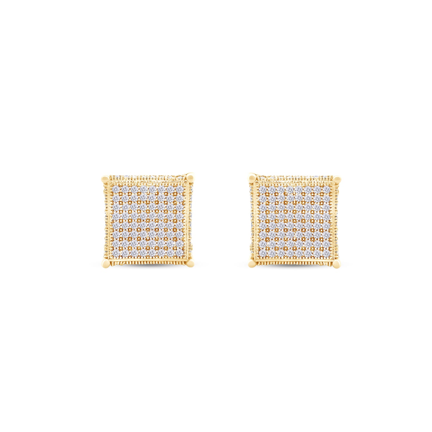 Pave Set Lab Grown Diamond Square Stud Earrings Unisex