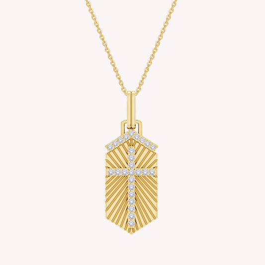 Cross Scapular Shield Medallion Pendant Necklace