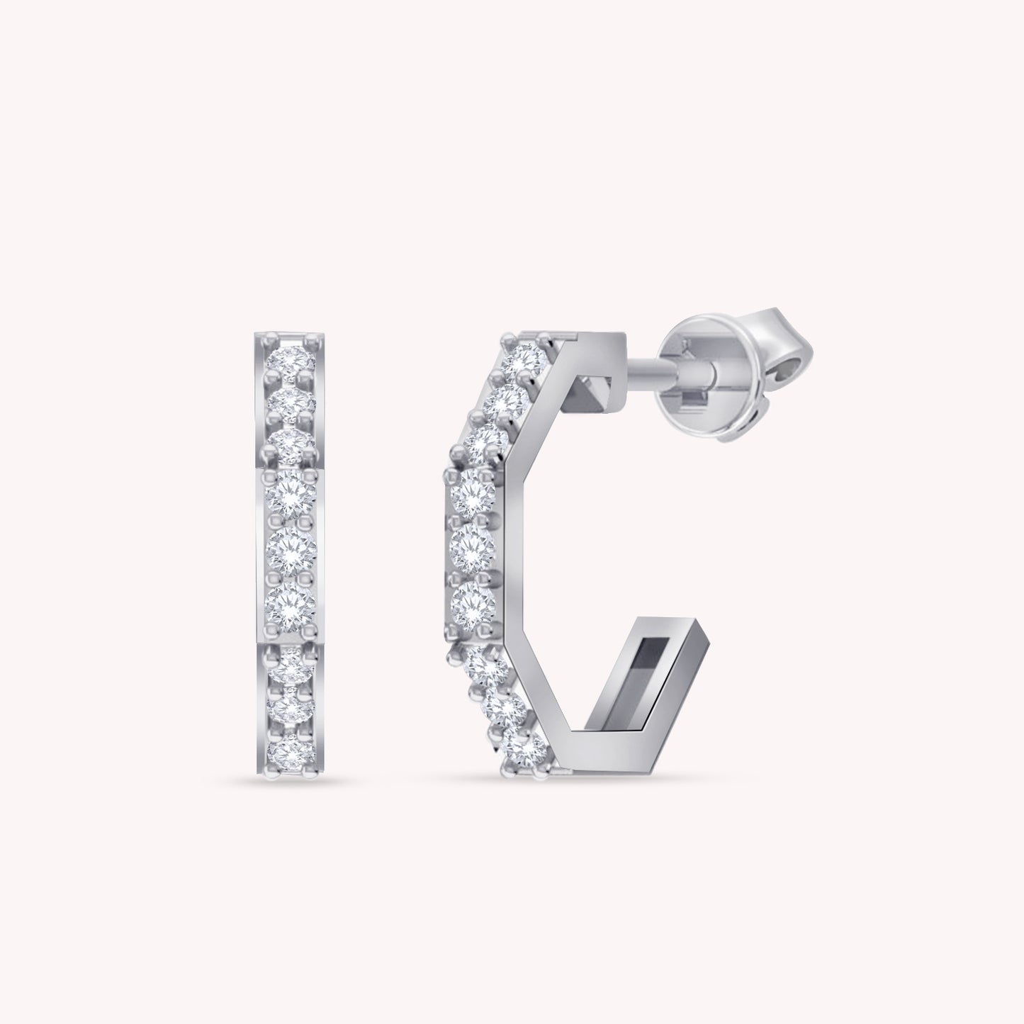 0.33 Carat Lab Grown Diamond Hexagon Stud Earrings