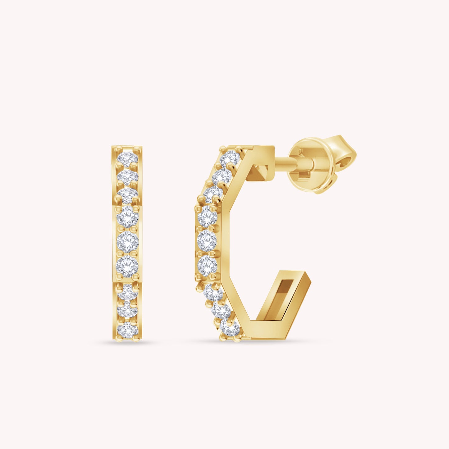 0.33 Carat Lab Grown Diamond Hexagon Stud Earrings