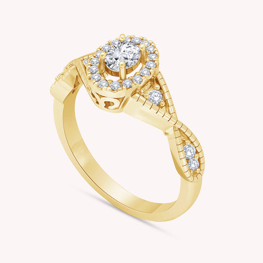 0.33 Carat Lab Grown Diamond Twisted Shank Halo Engagement Ring