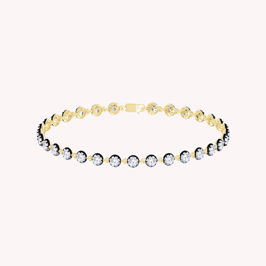 Tennis Bracelet for Woman, Round Shape Lab Grown Two Tone Bracelets
